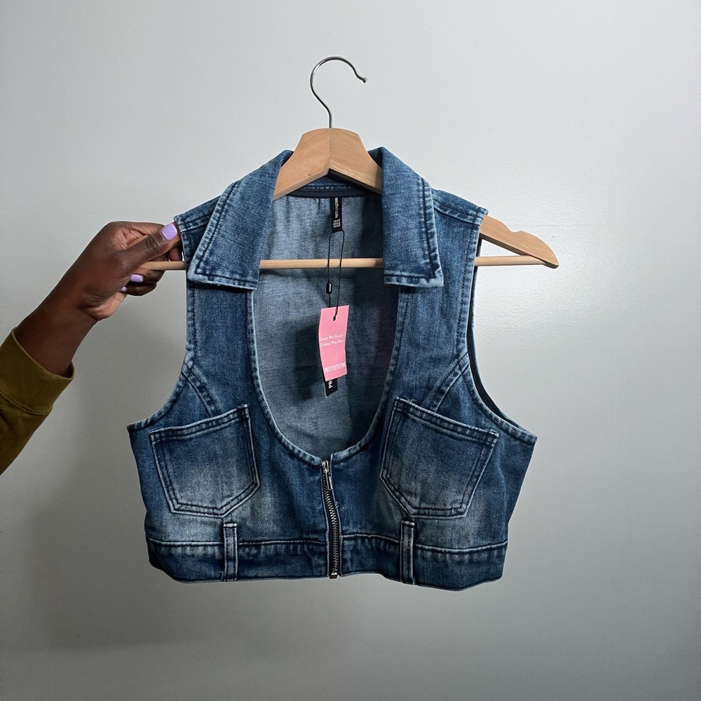 Denim Vest Sleeveless Crop Top